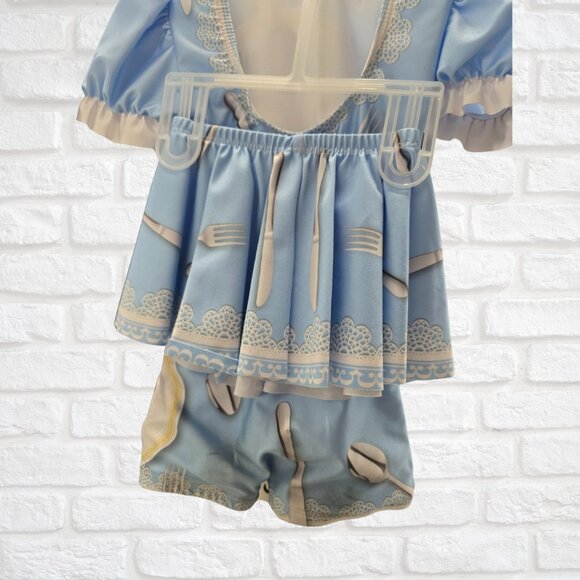 Be Our Guest Dance Costume (4T) – Blue & White Acro Outfit with Skirt - Picture 3 of 5